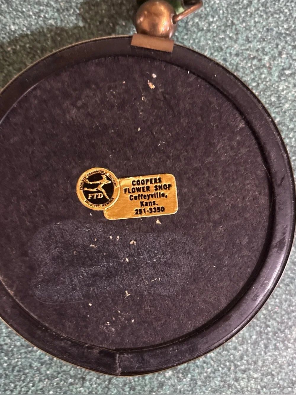 Vtg Cideart Round Bubble Glass Frames Dried Flowers Green Velvet